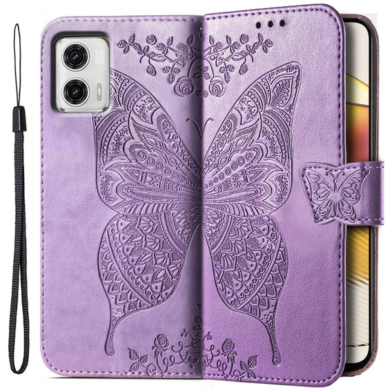 Klopové pouzdro pro Motorola Moto G73 5G, Butterfly, fialové
