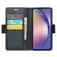 Pouzdro pro Samsung Galaxy A55, ERBORD Glossy Litchi, flipová peněženka, černé