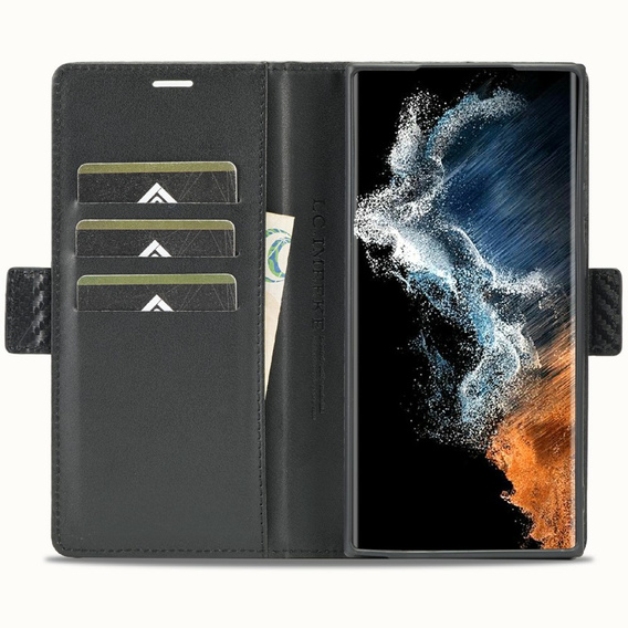 Flipové pouzdro pro Samsung Galaxy S25 Ultra, Carbon LC.IMEEKE, černé