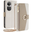 Flipové pouzdro Wallet Zipper Pocket pro Oppo Reno 10 / 10 Pro, Wallet Zipper Pocket, se zrcátkem, bílé