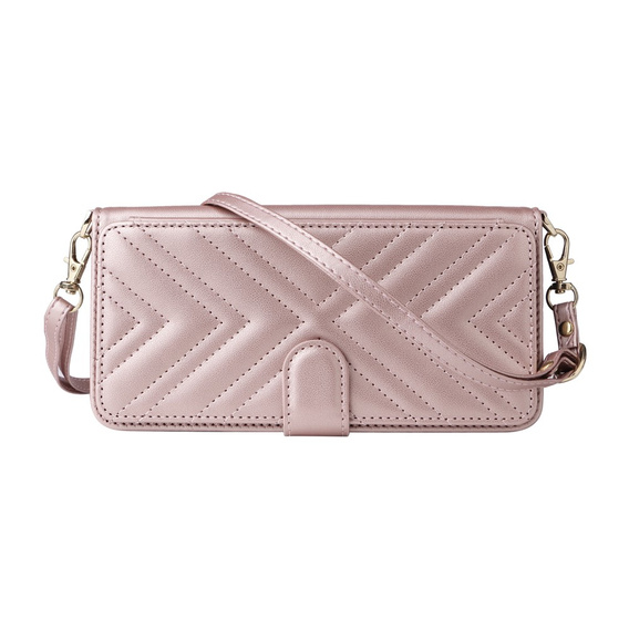 Flipové pouzdro pro Xiaomi Poco F7 Pro / F7 Ultra, Crossbody Leather Wallet, růžové
