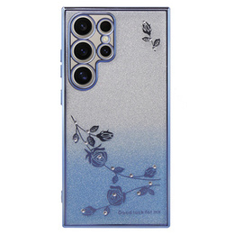 Pouzdro pro Samsung Galaxy S24 Ultra, Glitter Flower, modré