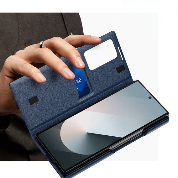 Flipové pouzdro pro Samsung Z Fold5 5G, Smart View Wallet, námořnicky modré