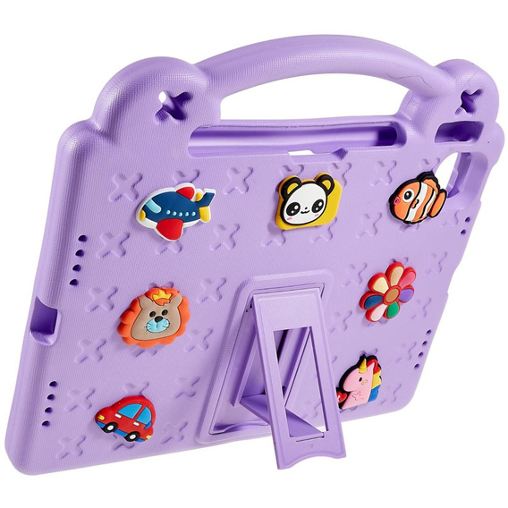 Dětské pouzdro pro Apple iPad Air 11" 6 gen. 2024, Cute Patterns, se stojánkem, fialové
