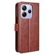 Klopové pouzdro pro Xiaomi Redmi Note 14 4G, Crazy Horse Wallet, hnědé