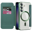 Klopové pouzdro pro Samsung Galaxy S24, RFID Wallet MagSafe CamShield, zelené