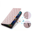 Pouzdro s klopou pro iPhone 16 Plus, Rhombus Crossbody Leather, růžové rose gold