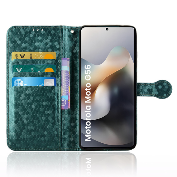 Flipové pouzdro pro Motorola Moto G56 5G, Wallet Rhombus, zelené
