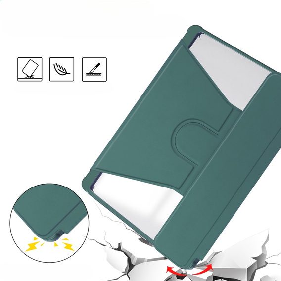 Pouzdro s klávesnicí pro Samsung Galaxy Tab S9, Rotary 360° Leather, tmavě zelené
