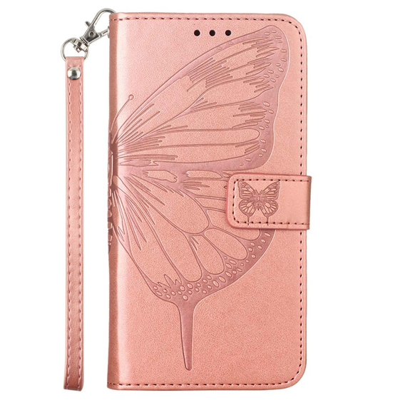 Klopové pouzdro pro Samsung Galaxy Z Fold6 5G, Butterfly, růžové rose gold