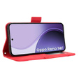 Klopové pouzdro pro Oppo Reno 14F, slot na karty, peněženka, červené