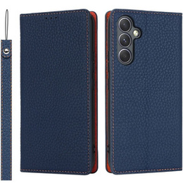 Klopové pouzdro pro Samsung Galaxy A54 5G, Litchi Skin Grain, námořnicky modré