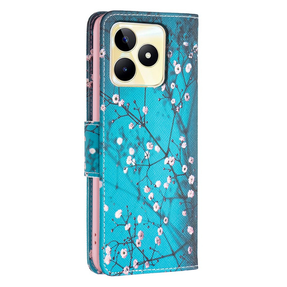 Klopové pouzdro pro Realme C53 4G, Wallet, Sakura, modré