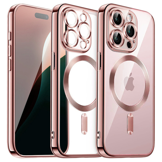 Pouzdro pro iPhone 16 Pro, Electro MagSafe, růžové + sklo na displej
