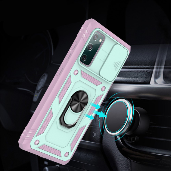 Pouzdro pro Samsung Galaxy S20 FE, CamShield Slide, zelený/růžové