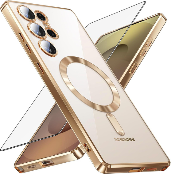 Pouzdro pro Samsung Galaxy S25 Ultra, Electro MagSafe, zlaté + sklo na displej
