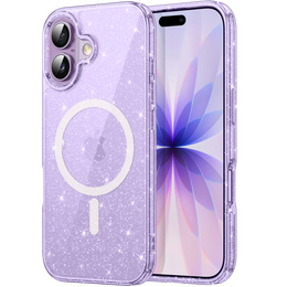 Pouzdro pro iPhone 17, pro MagSafe, třpytivé, průsvitně fialové