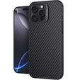 Pouzdro pro iPhone 16 Pro, pancéřované Nillkin, Carbon Fiber, pro Magsafe, černé