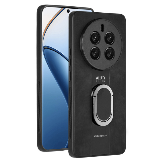 Pouzdro pro Realme 12 Pro 5G / 12 Pro+ 5G, Leather Kickstand Ring, černé