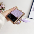 Pouzdro pro Samsung Galaxy Z Flip3 5G, Grid Leather, fialové