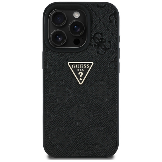 Pouzdro Guess Grained Hot Stamp 4G Triangle Metal pro iPhone 16 Pro Max
