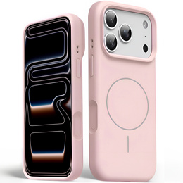Silikonové pouzdro pro iPhone 17 Pro, pro MagSafe, proti nárazu, růžové