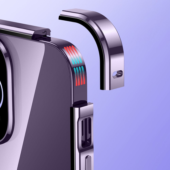 Pouzdro pro iPhone 15, Magnetic Dual Glass, fialové