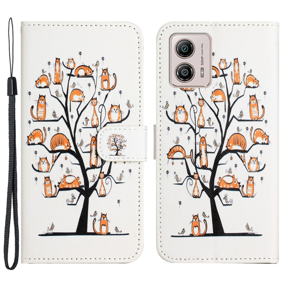 Klopové pouzdro pro Motorola Moto G73 5G, Wallet, Cats, bílé