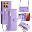 Klopové pouzdro pro Motorola Moto G15 / G15 Power, Wallet Zipper Pocket, fialové