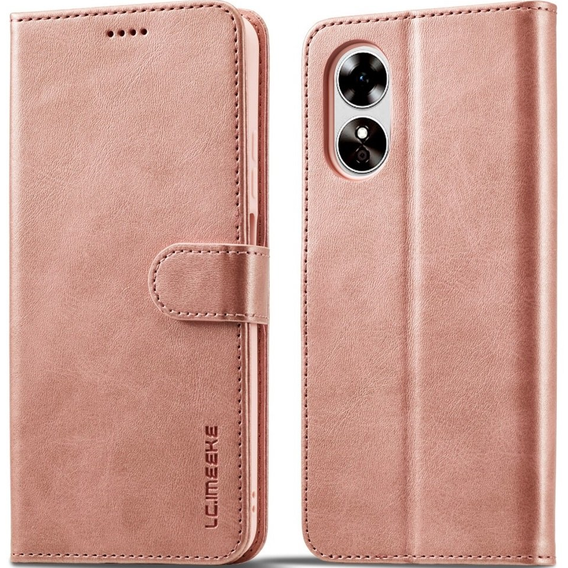 Klopové pouzdro pro Oppo A17, LC.IMEEKE, růžové rose gold