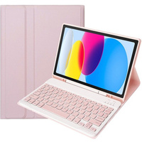 Pouzdro + klávesnice iPad 10.9 2022 10 Gen, Pen Slot, růžové rose gold