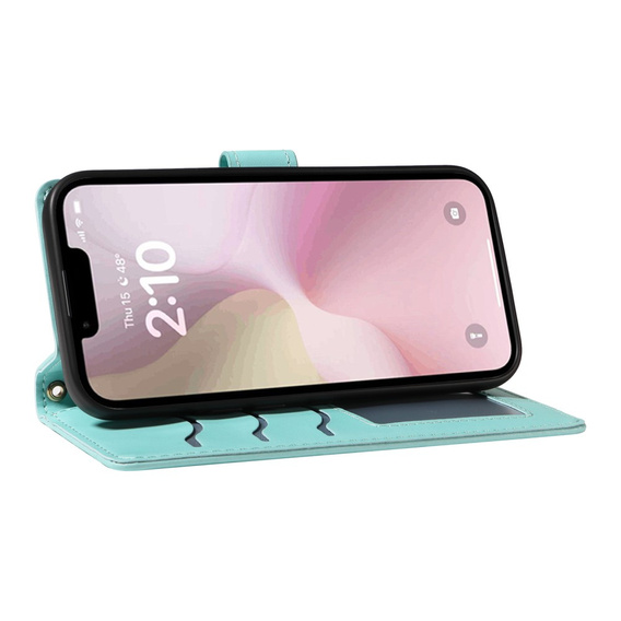 Pouzdro s klopou pro iPhone 16E, Rhombus Crossbody Leather, zelené