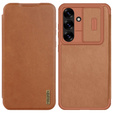 Flipové pouzdro NILLKIN pro Samsung Galaxy A56, CamShield Qin Pro, kůže, hnědé