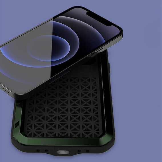 Pouzdro Love Mei pro iPhone 12 Mini, armored with glass, zelené