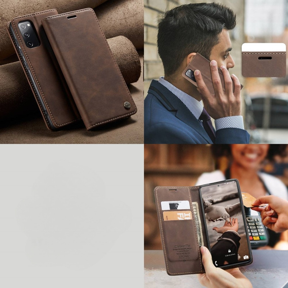 Pouzdro CASEME pro Samsung Galaxy S20 FE, Leather Wallet Case, hnědé