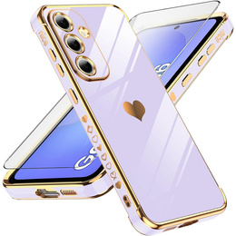 Pouzdro pro Samsung Galaxy A36, Electro heart, fialové + sklo 9H