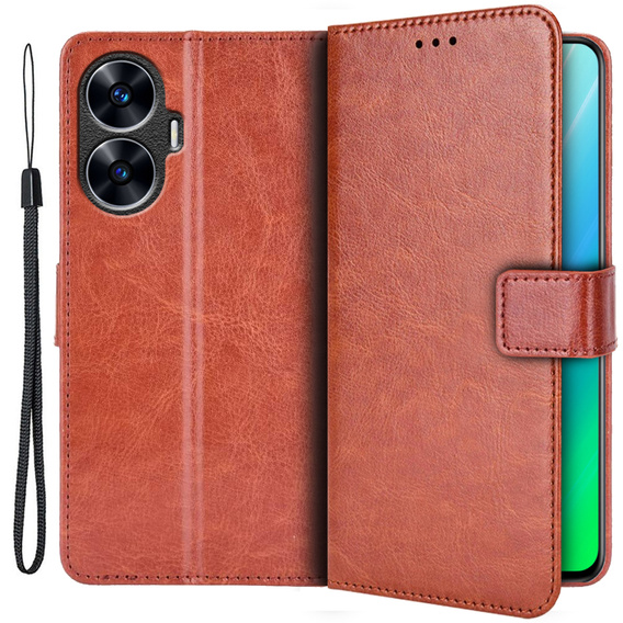 Klopové pouzdro pro Realme C55, Crazy Horse Wallet, hnědé