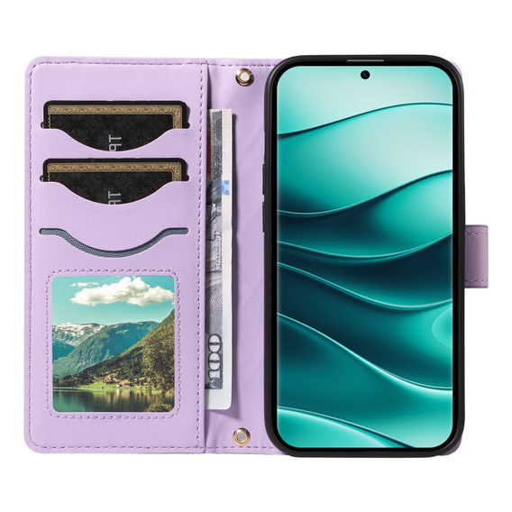 Pouzdro s klopou pro Xiaomi Redmi Note 14 Pro 5G / Xiaomi Redmi Note 14 Pro+ 5G / Xiaomi Poco X7 5G, Rhombus Crossbody Leather, fialové