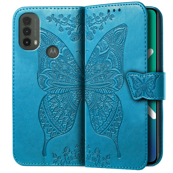 Klopové pouzdro pro Motorola Moto E40/E30/E20, Butterfly, modré