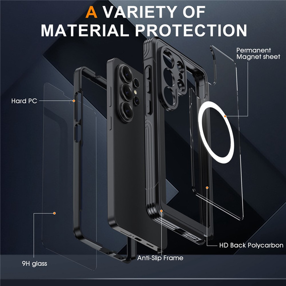 Pouzdro Shockproof se sklem, pro MagSafe pro Samsung Galaxy S26 Ultra