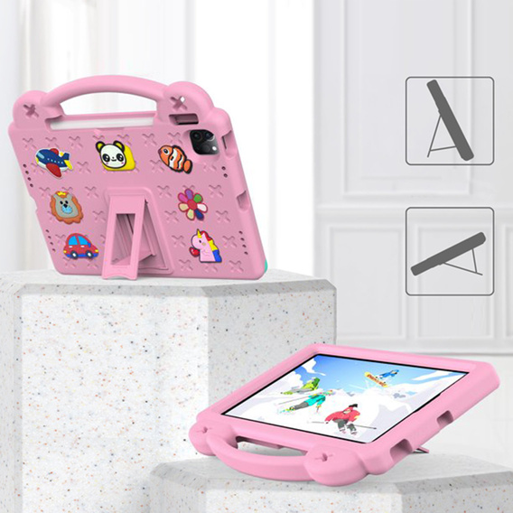 Dětské pouzdro pro iPad Air 10.9" 2022/2020 (5/4 gen.) / Pro 11" 2022/2021/2020 (4/3/2 gen.), Cute Patterns, se stojánkem, růžové