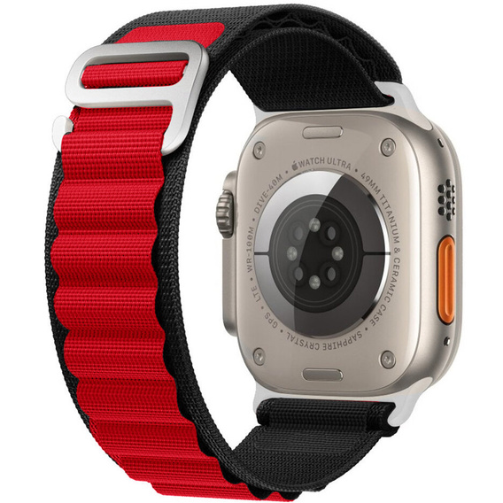 Nylonový řemínek pro Apple Watch 1/2/3/4/5/6/7/8/SE/ULTRA 42/44/45/49 mm, černý / červený