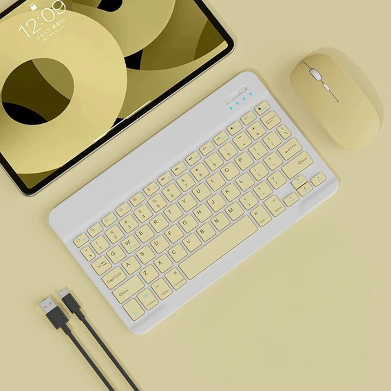 Sada bezdrátová klávesnice s myší Bluetooth pro Android / Windows, žlutá