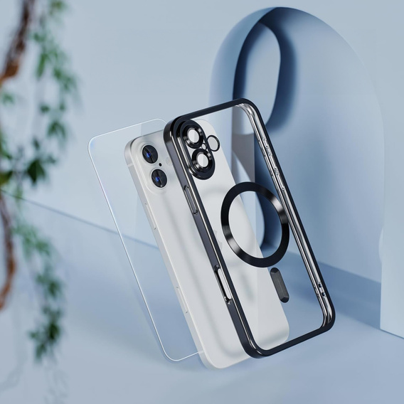 Pouzdro pro iPhone 16, Electro MagSafe, černé + sklo na displej