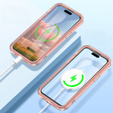 Pouzdro pro iPhone 16 Pro, Shockproof Hybrid, s fólií na displej, pro MagSafe, růžové