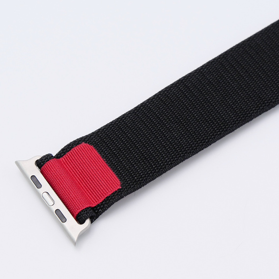 Nylonový řemínek pro Apple Watch 1/2/3/4/5/6/7/8/SE/ULTRA 42/44/45/49 mm, černý / červený