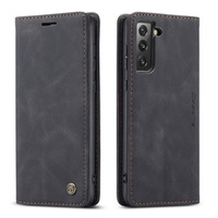 Pouzdro CASEME pro Samsung Galaxy S21 FE, Leather Wallet Case, černé