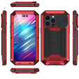 Pouzdro pro iPhone 14 Pro, R-JUST CamShield Slide, pancéřované, červené / černé