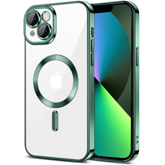 Pouzdro pro iPhone 13, Electro MagSafe, zelené + sklo na displej