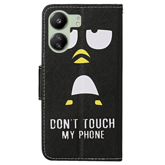 Klopové pouzdro pro Xiaomi Redmi 13C / Poco C65, Wallet, Don't Touch My Phone, černé
